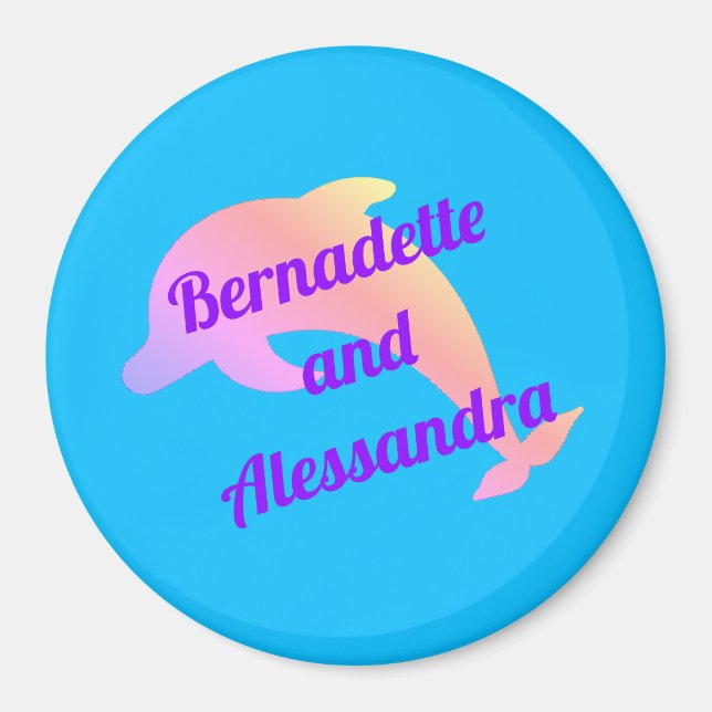 Aimant Pastel Dolphin Personnalisé Stateroom Marqueur de  (Devant)