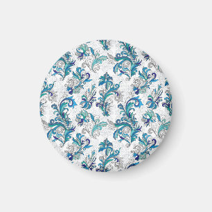 Aimant Pastel Floral Doodle Motif Vintage.