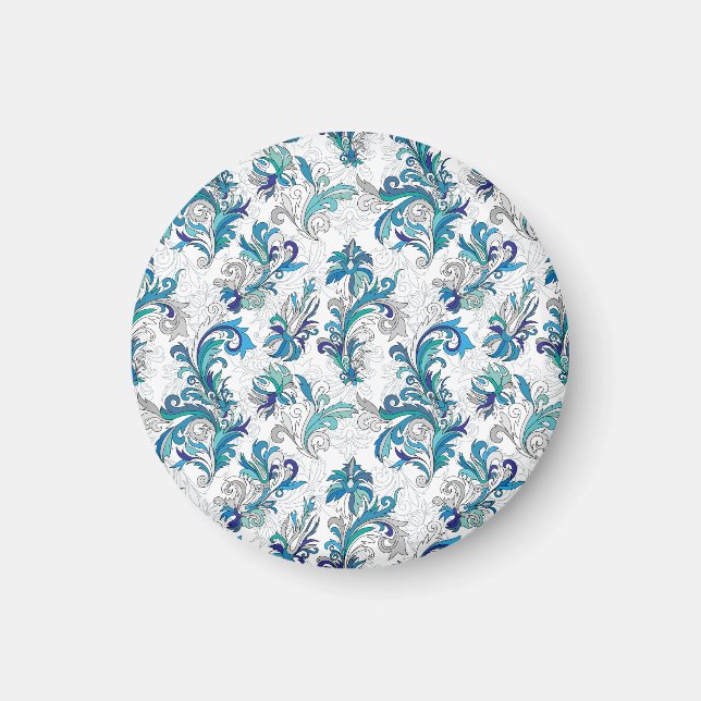 Aimant Pastel Floral Doodle Motif Vintage. (Devant)