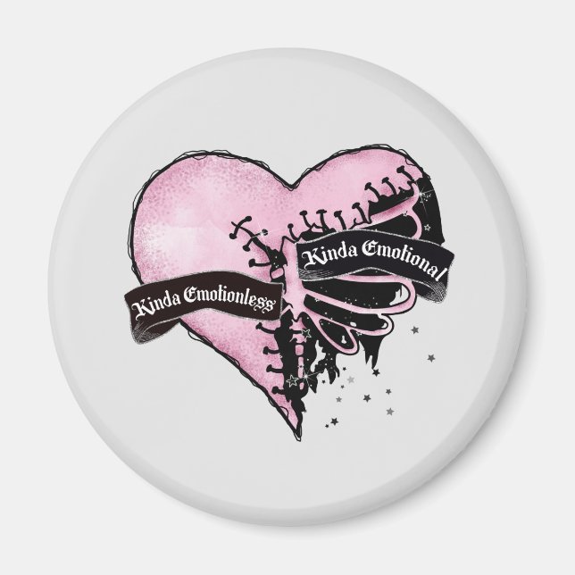Aimant Pastel Goth Heart | Émotionnel et sans émotion (Devant)