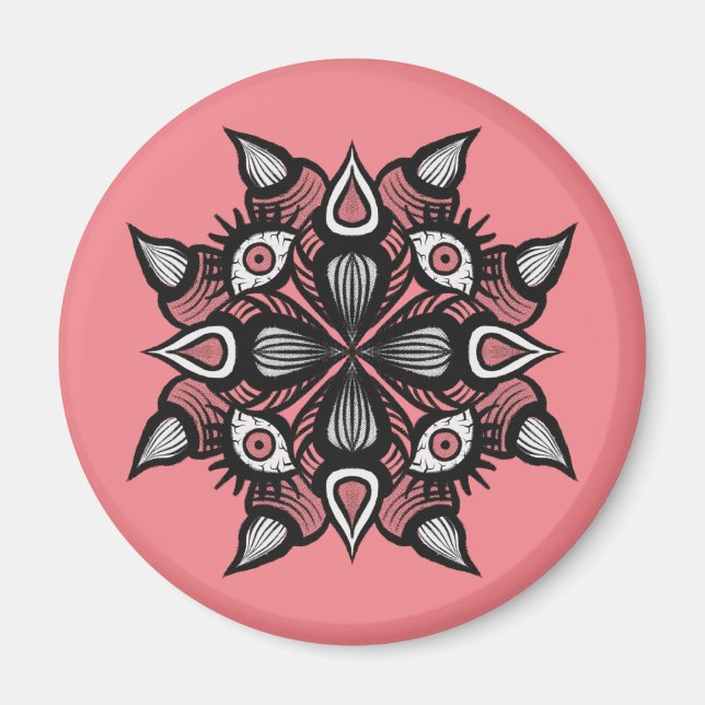 Aimant Pastel Goth Witch Design - Monstre Rose Noir (Devant)