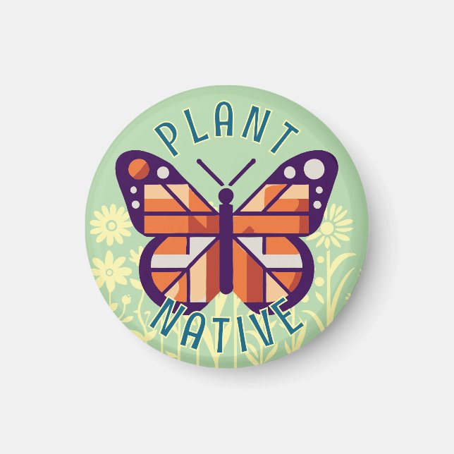 Aimant Pastel Green Monarch Butterfly Plante Native Cubis (Devant)