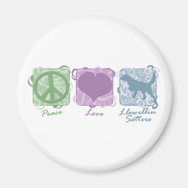 Aimant Pastel La Paix, l'Amour, et Llewellin Setters (Devant)