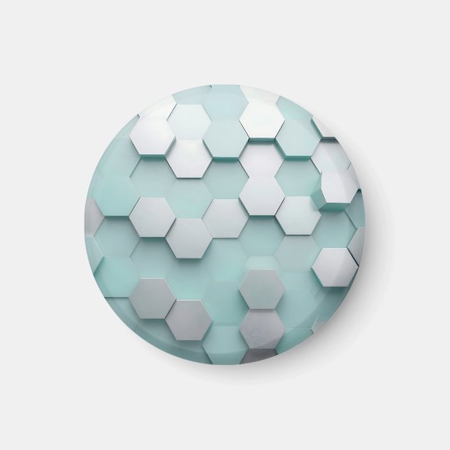 Aimant Pastel Menthe Hexagone Mosaïque 3D (Devant)