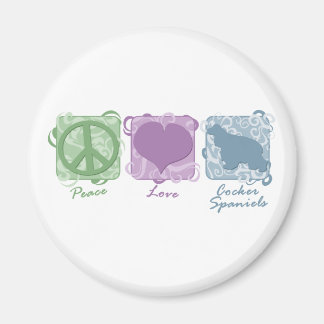 Aimant Pastel Peace, Love and Cocker Spaniels