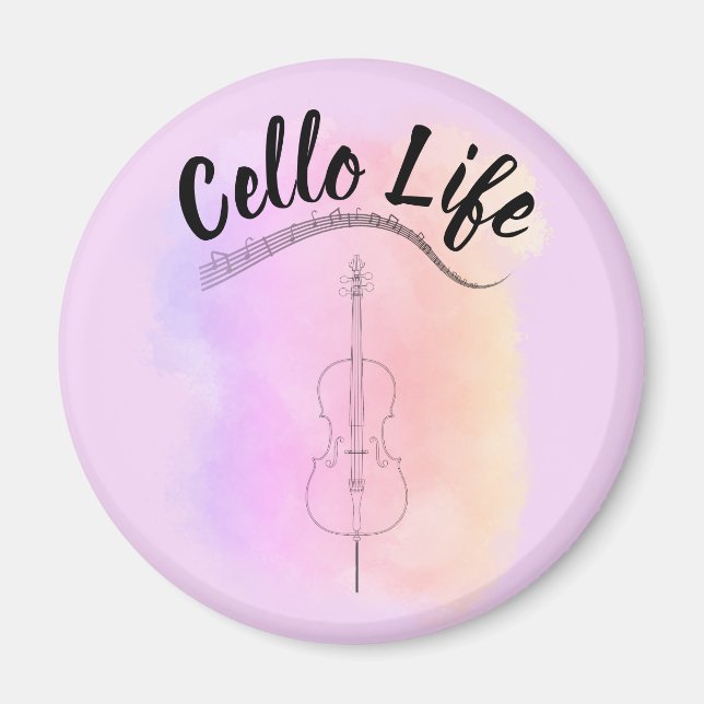 Aimant Pastel Purple Aquarelle Cello Life Instrument (Devant)
