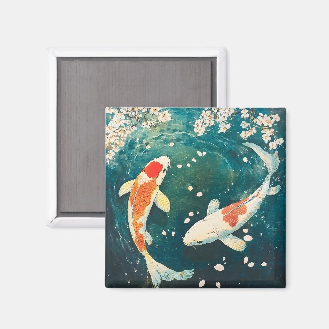 Aimant Pastel Spring Koi Blossom (Recto/Verso)