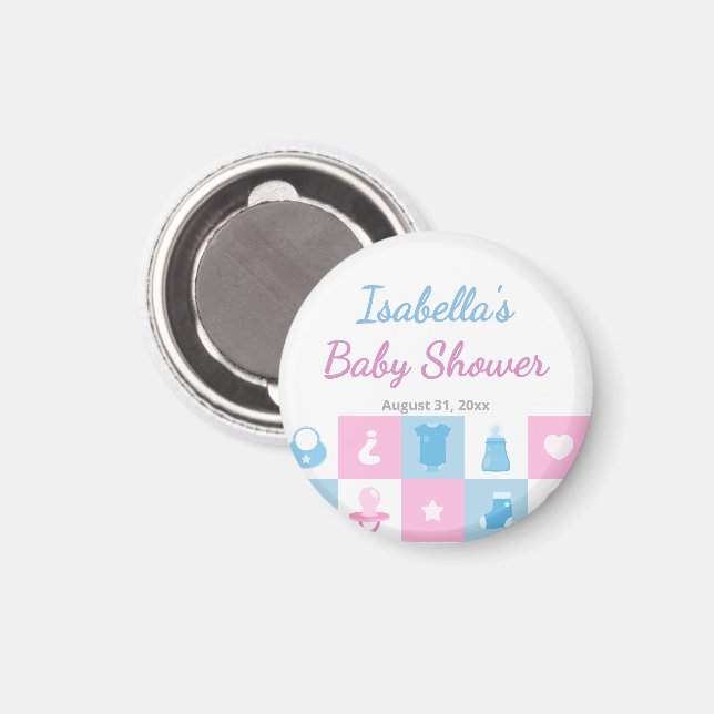Aimant Pastel Tiny Icons Fêtes de Naissance de Bébé & Rév (Recto/Verso)
