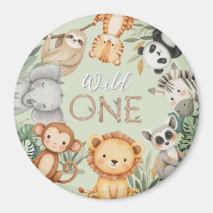 Aimant Pastel Tropical Wild One Jungle Safari Animaux