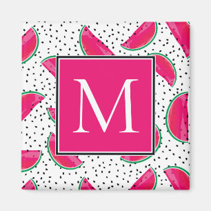 Aimant Pastèque au néon sur le motif de graines