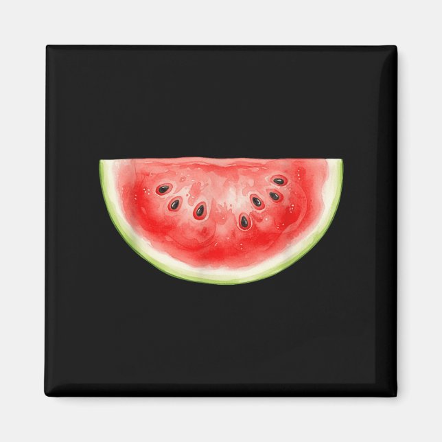 Aimant Pastèque Été Aquarelle Fruit Tranches Juteux (Devant)