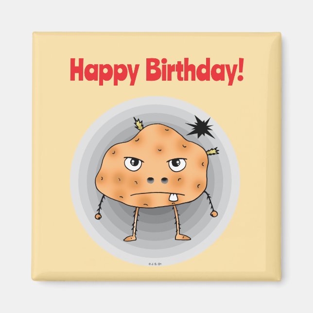 Aimant Patate drôle Joyeux Anniversaire Visage (Devant)