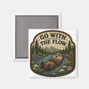 Aimant Patch brodé de loutre Go With The Flow