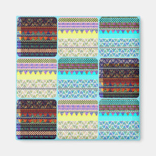 Aimant Patchwork de Boho des rayures ethniques tribales