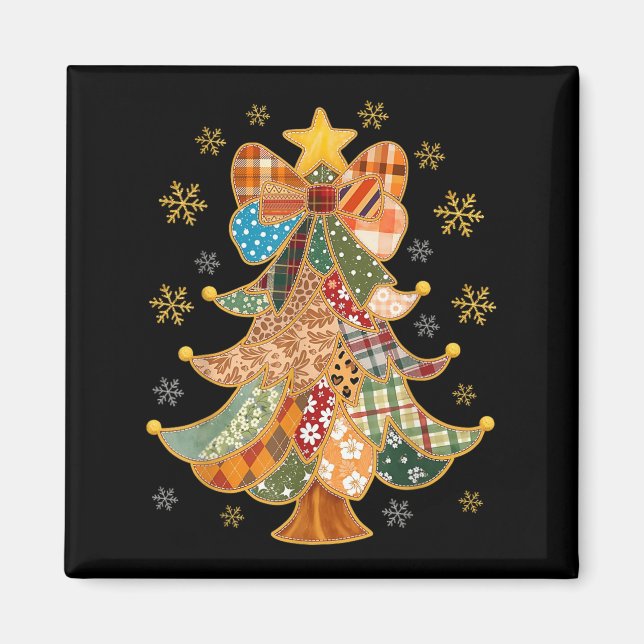 Aimant Patchwork Xmas Coquette Bow Lace Joyeux brillant C (Devant)