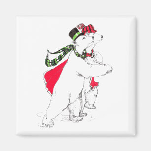 Aimant Patinage mignon Ours polaires Noël