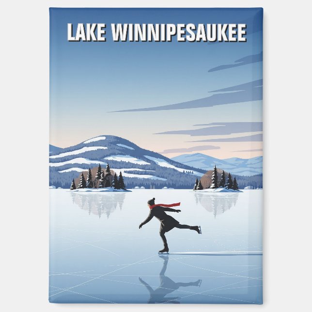 Aimant Patinage sur glace dans le lac Winnipesaukee Voyag (Recto)
