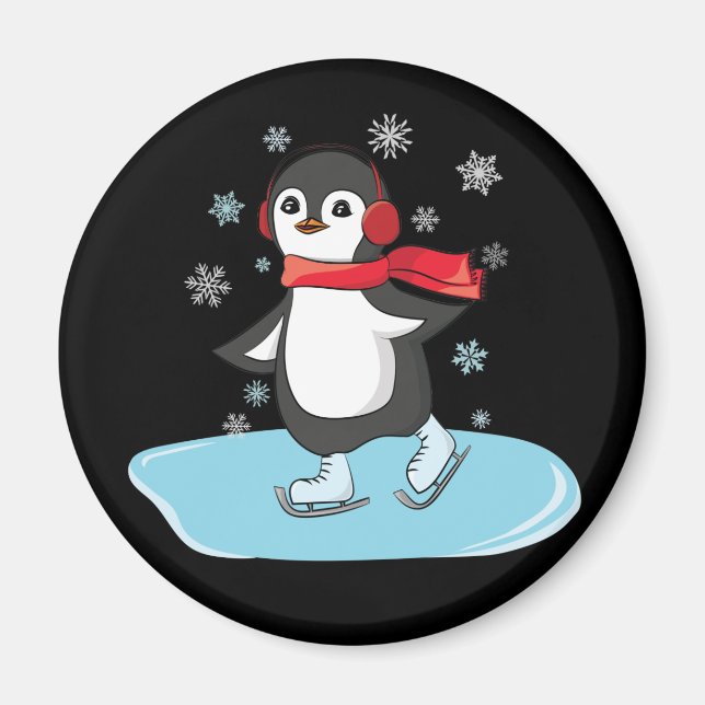 Aimant Patinage sur glace Pingouin (Devant)