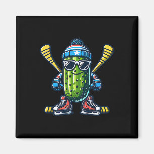 Aimant Patineur de cornichon cool de hockey sur glace de