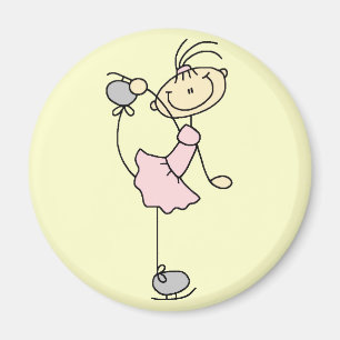 Aimant Patineuse artistique en robe rose T-shirts et Cade