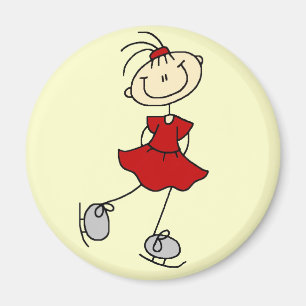 Aimant Patineuse artistique en robe rouge T-shirts et Cad