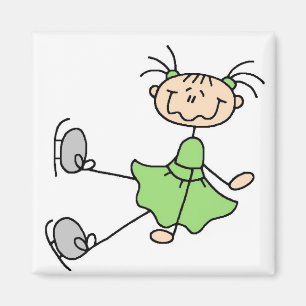 Aimant Patineuse artistique en robe verte T-shirts et Cad