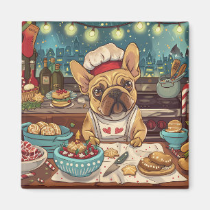 Aimant Pâtisserie de Noël du Bouledogue Français : Noël F