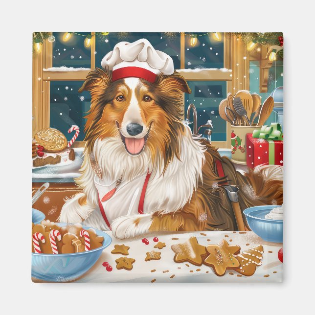 Aimant Pâtisserie de vacances pour Collie : Noël festif (Devant)