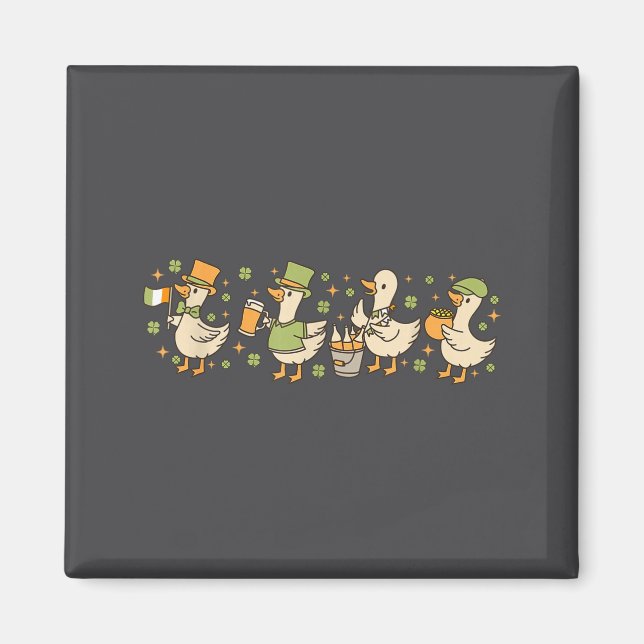 Aimant Patricks Day,funny Goose, Shamrock, Beer Gift Tee  (Devant)