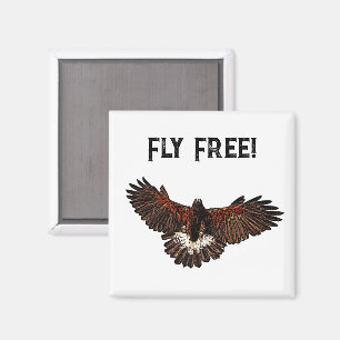 Aimant Patriotic Bald Eagle USA Flying Free Nature Art