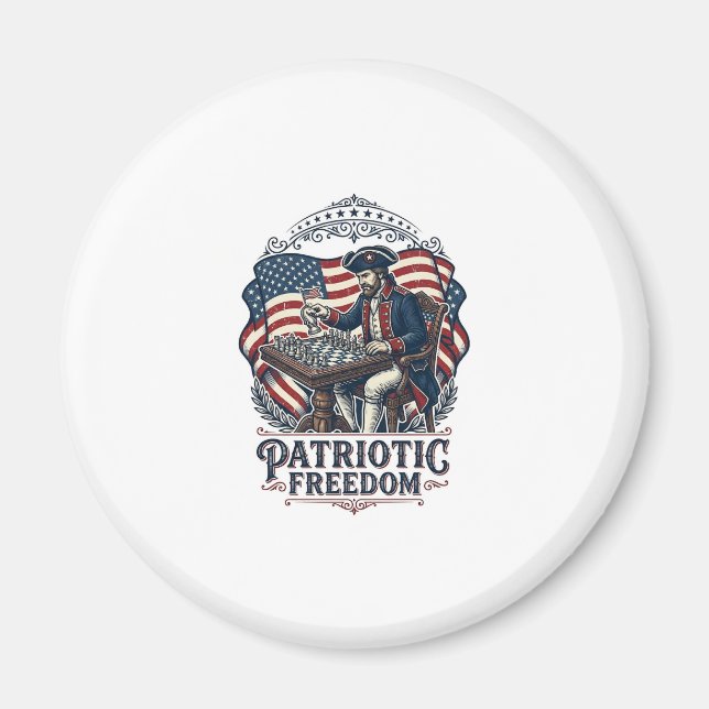 Aimant Patriotic Chess Player Vector Graphic Tee (Devant)