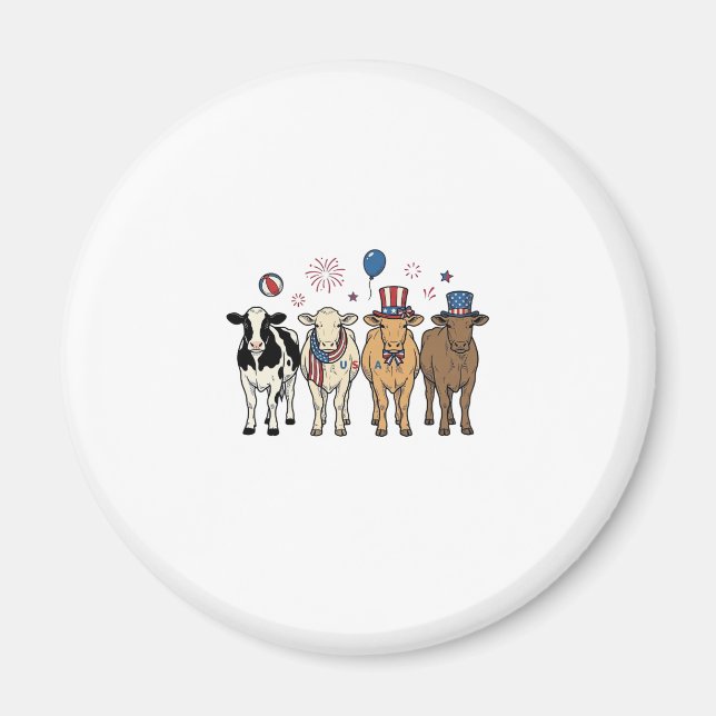 Aimant Patriotic Cow Lineup Vintage Vector Shirt Design_1 (Devant)