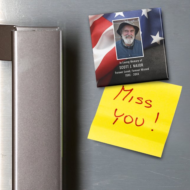 Aimant Patriotic Flag In Loving Memory Sympathy Photo (Patriotic Flag In Loving Memory Sympathy Photo Magnet)