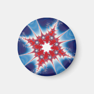 Aimant Patriotic Red White & Blue Mandelbrot Fractal