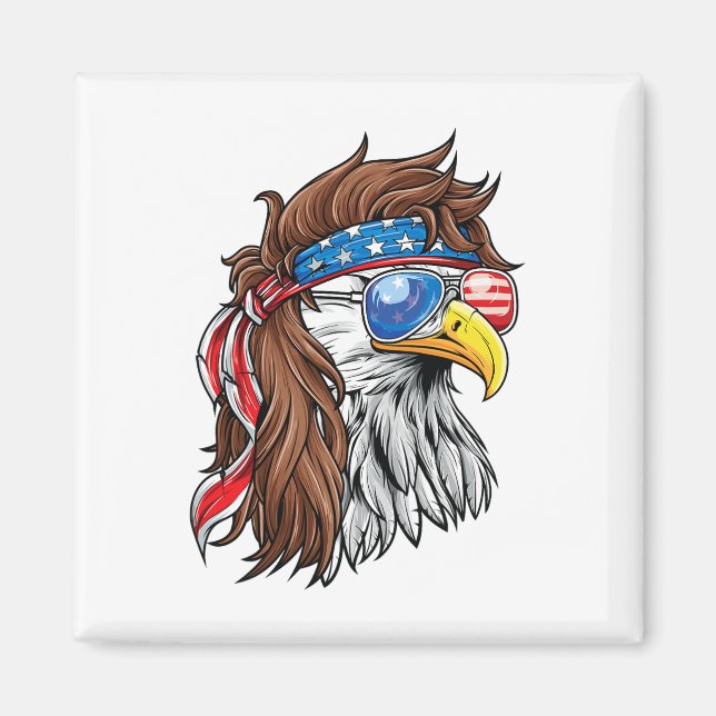 Aimant Patriotique Byld Eagle Mullet Drapeau américain Us (Devant)