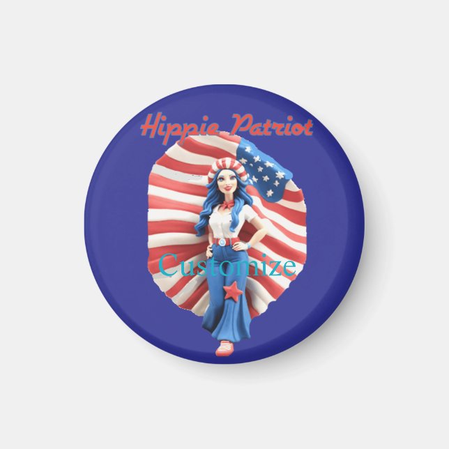 Aimant Patriotique hippie fille Thunder_Cove (Devant)
