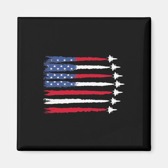 Aimant Patriotique Rouge Bleu Bleu Usa Drapeau Jets 4e (Devant)