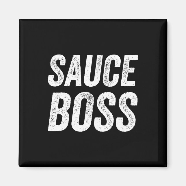 Aimant Patron de sauce Chef BBQ Cuisinier Nourriture Humo (Devant)