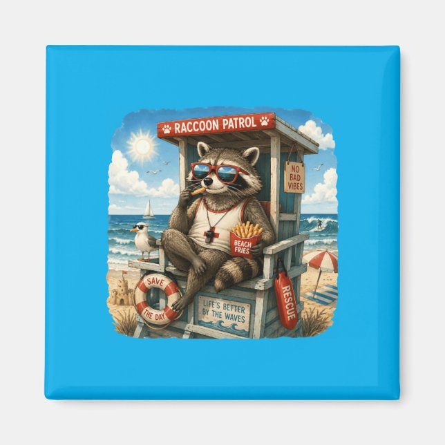 Aimant Patrouille de ratons laveurs Frites de plage Humou (Devant)