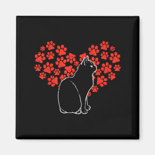 Aimant Patte de chat noir cœur mignon jour de la Saint-Va