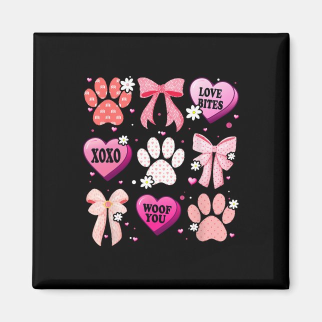 Aimant Patte de chien Coquette Bow Cœur Saint Valentin Am (Devant)