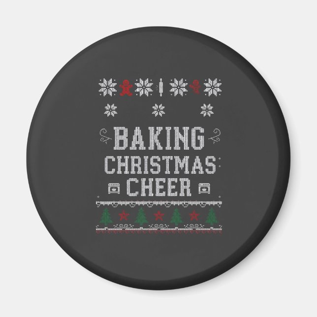 Aimant Patte de tricot de four à biscuits de Noël au ging (Devant)