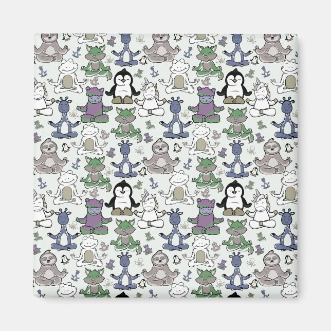 Aimant Patter les yoga poses | Yoga seamless pattern 66 (Devant)
