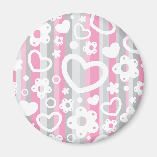 Aimant Pattern with Hearts and Flowers (Devant)