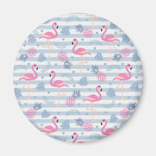 Aimant Patters de Whimsical Flamingo et Pineapple