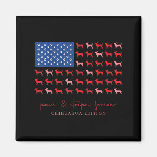 Aimant Pattes Et Es Pour Toujours Chihuahua Drapeau Usa 4