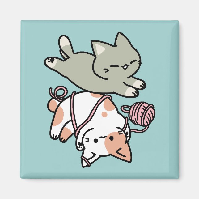 Aimant Pattes et Jeux – Illustration de Chat Adorable (Devant)