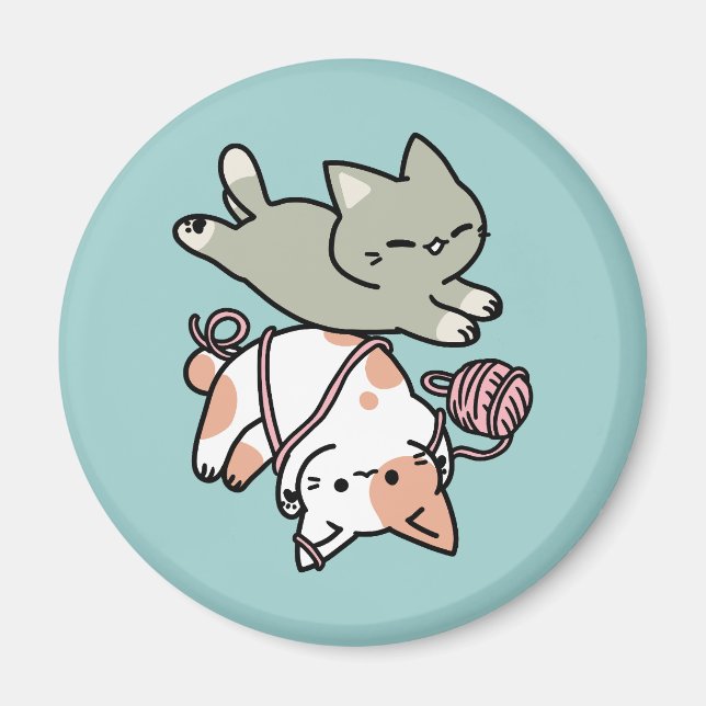 Aimant Pattes et Jeux – Illustration de Chat Adorable (Devant)
