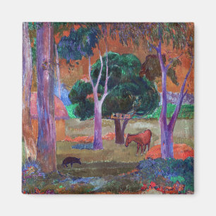 Aimant Paul Gauguin - Paysage avec un cochon et un cheval
