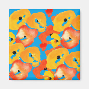 Aimant Pavot rouge et orange